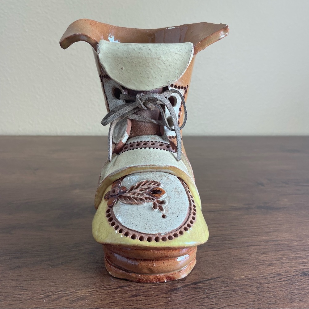 Vintage Signed Terra Cotta Boot Planter